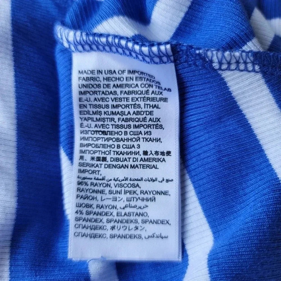 Bebe Women Dress Blue White Midi Bodycon Sleeveless Scoop Neck Sz M - Picture 9 of 11